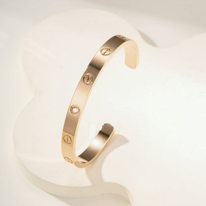[⭐Mirelle]LOVE BRACELET 6.1MM 1 DIAMOND OPEN CUFF
