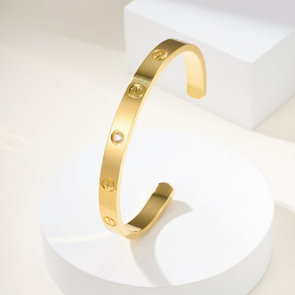 [⭐Mirelle]LOVE BRACELET 6.1MM 1 DIAMOND OPEN CUFF