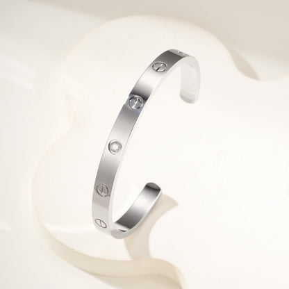 [⭐Mirelle]LOVE BRACELET 6.1MM 1 DIAMOND OPEN CUFF