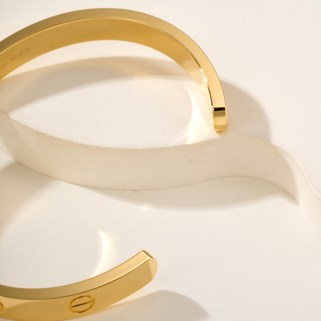 [⭐Mirelle]LOVE BRACELET 6.1MM 1 DIAMOND OPEN CUFF