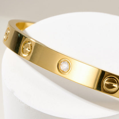 [⭐Mirelle]LOVE BRACELET 6.1MM 1 DIAMOND OPEN CUFF