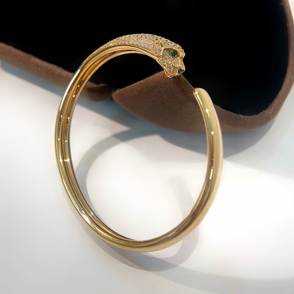 [⭐Mirelle]PANTHERE HALF DIAMOND OPEN BRACELET
