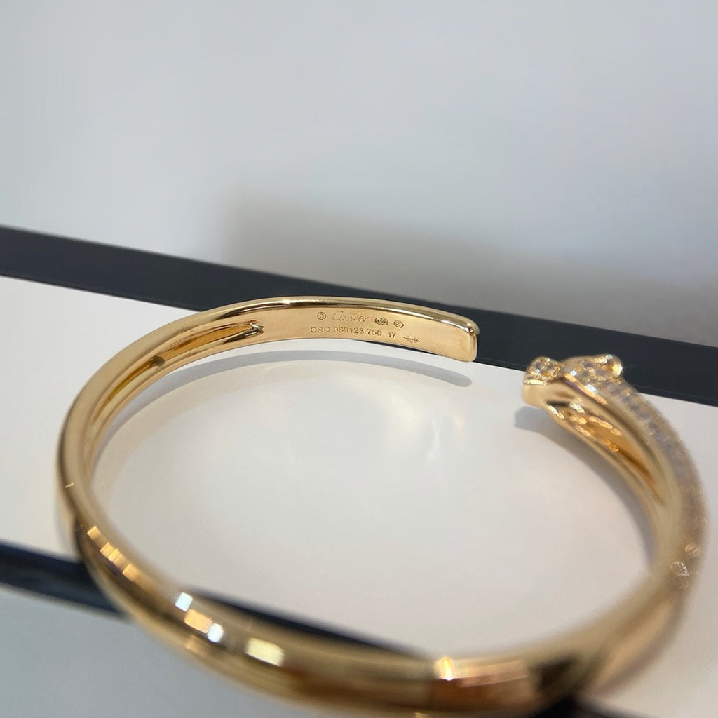 [⭐Mirelle]PANTHERE HALF DIAMOND OPEN BRACELET