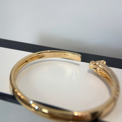[⭐Mirelle]PANTHERE HALF DIAMOND OPEN BRACELET