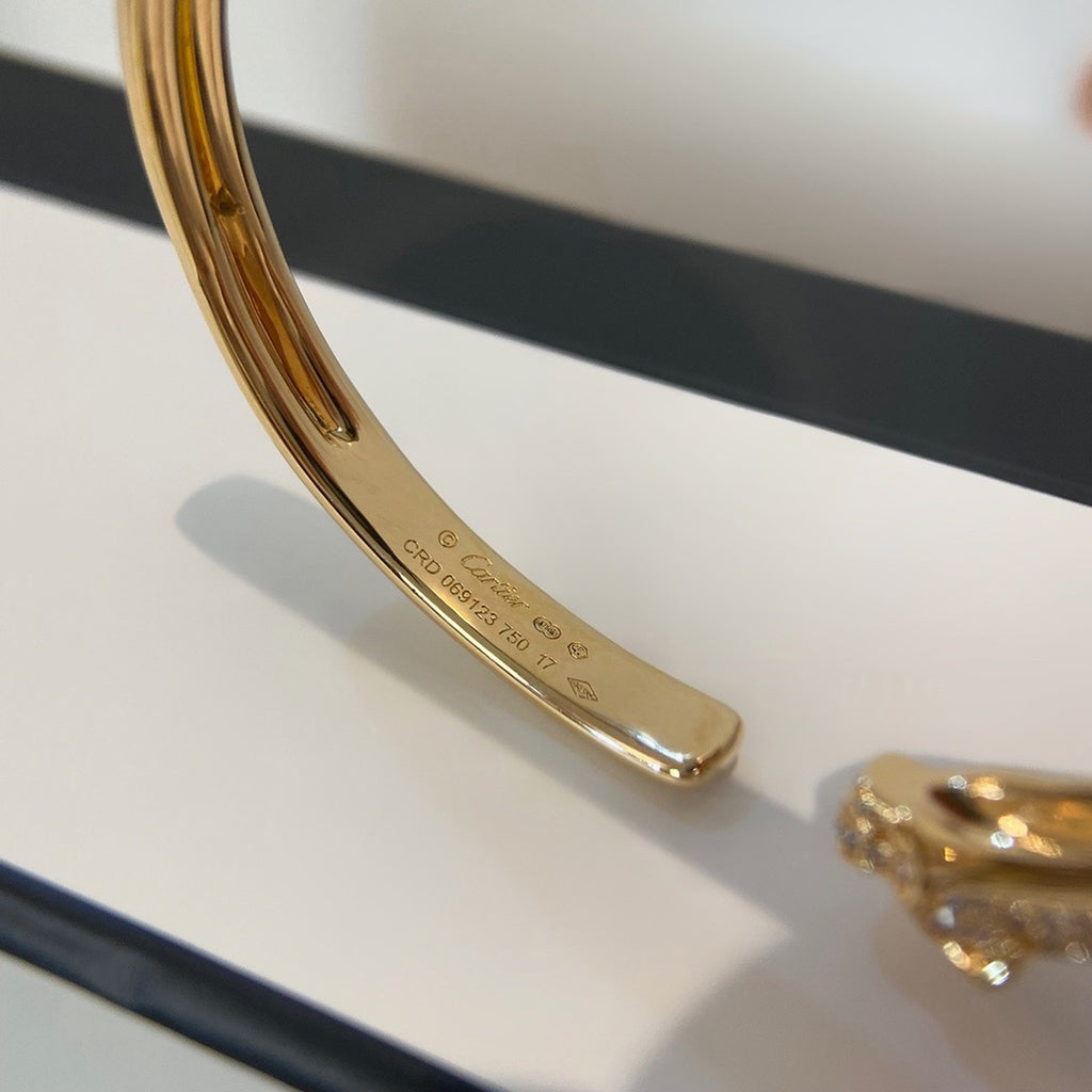 [⭐Mirelle]PANTHERE HALF DIAMOND OPEN BRACELET