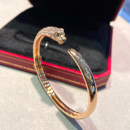 [⭐Mirelle]PANTHERE HALF DIAMOND OPEN BRACELET
