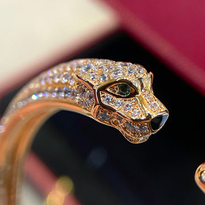 [⭐Mirelle]PANTHERE HALF DIAMOND OPEN BRACELET