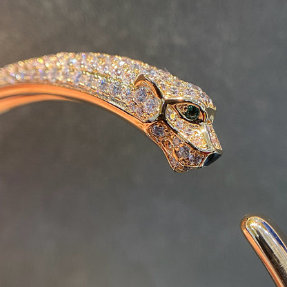 [⭐Mirelle]PANTHERE HALF DIAMOND OPEN BRACELET