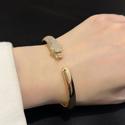 [⭐Mirelle]PANTHERE HALF DIAMOND OPEN BRACELET