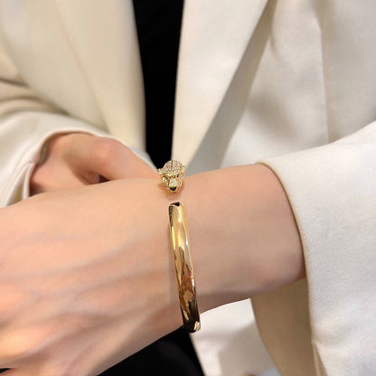 [⭐Mirelle]PANTHERE HALF DIAMOND OPEN BRACELET