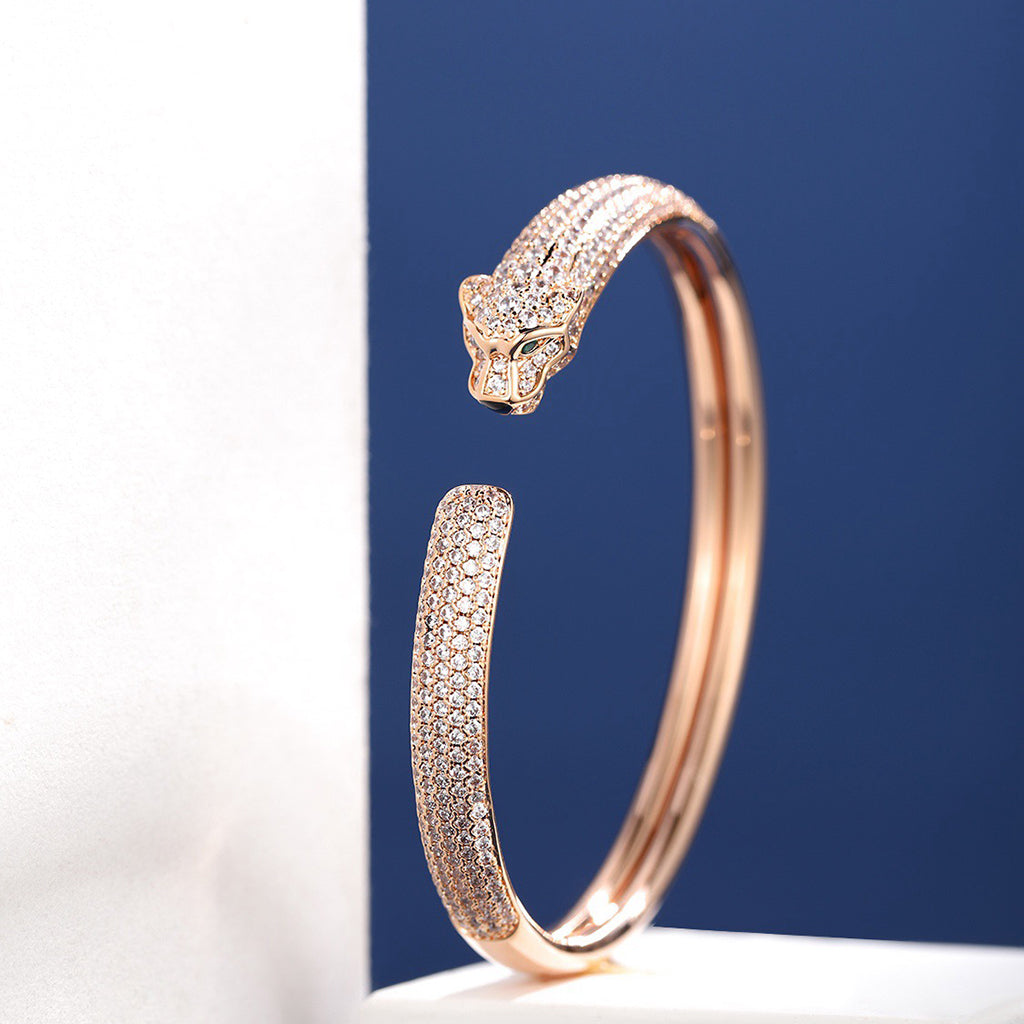 [⭐Mirelle]PANTHERE FULL DIAMOND OPEN BRACELET