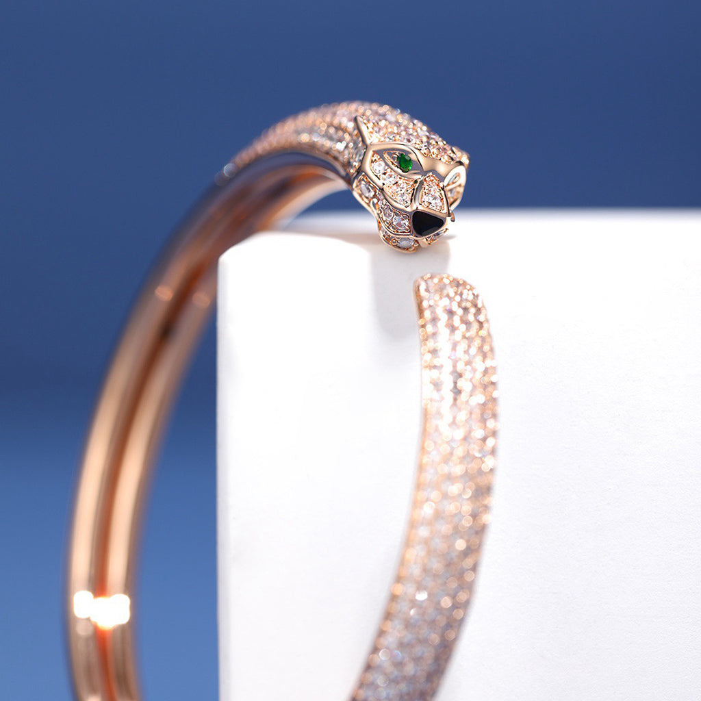 [⭐Mirelle]PANTHERE FULL DIAMOND OPEN BRACELET
