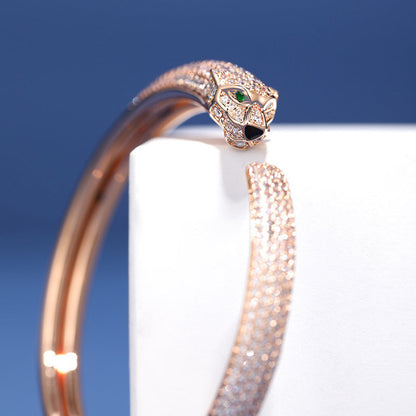 [⭐Mirelle]PANTHERE FULL DIAMOND OPEN BRACELET
