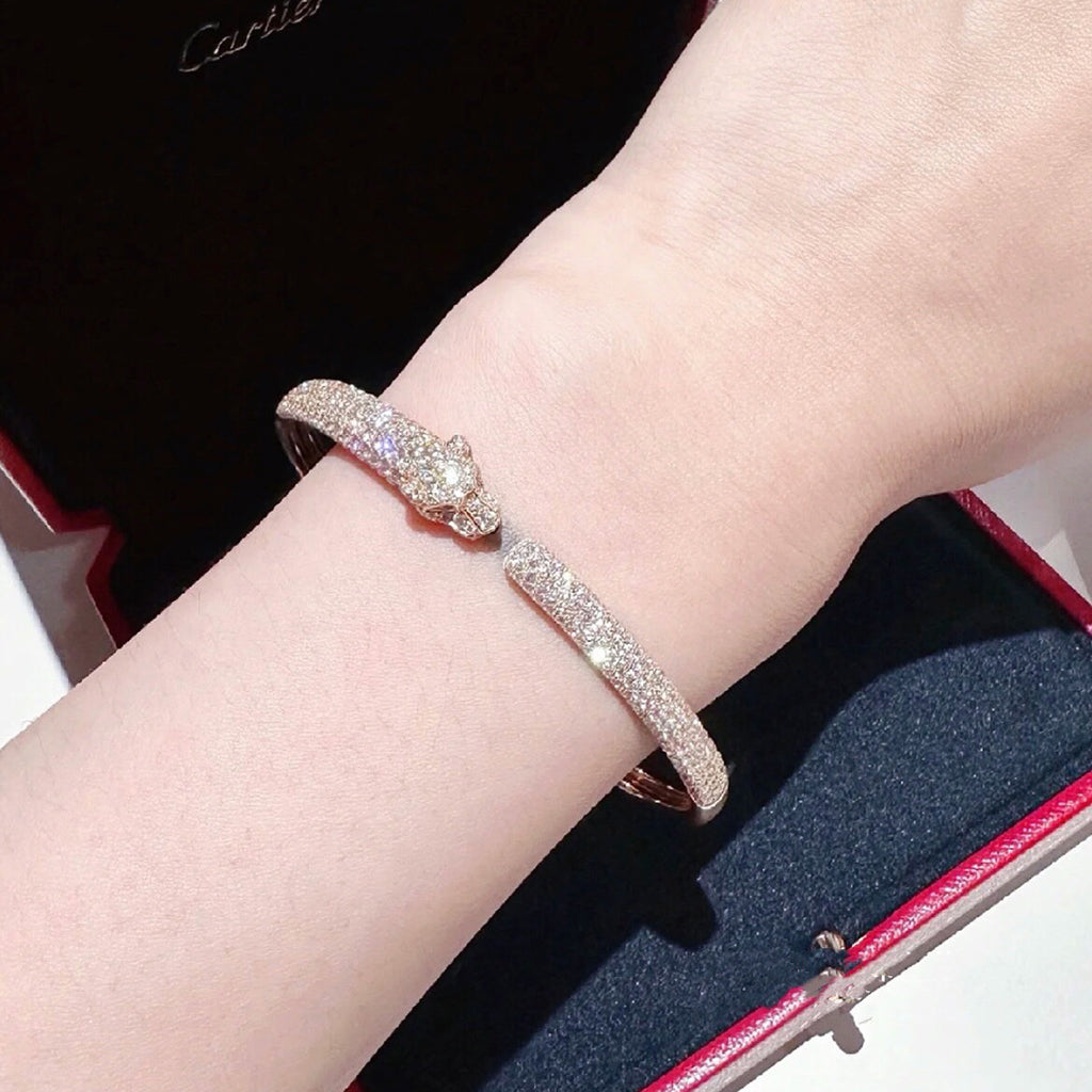 [⭐Mirelle]PANTHERE FULL DIAMOND OPEN BRACELET