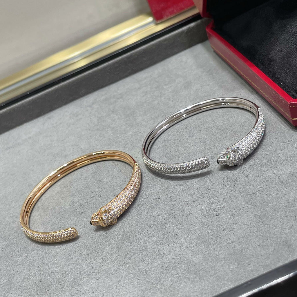 [⭐Mirelle]PANTHERE FULL DIAMOND OPEN BRACELET