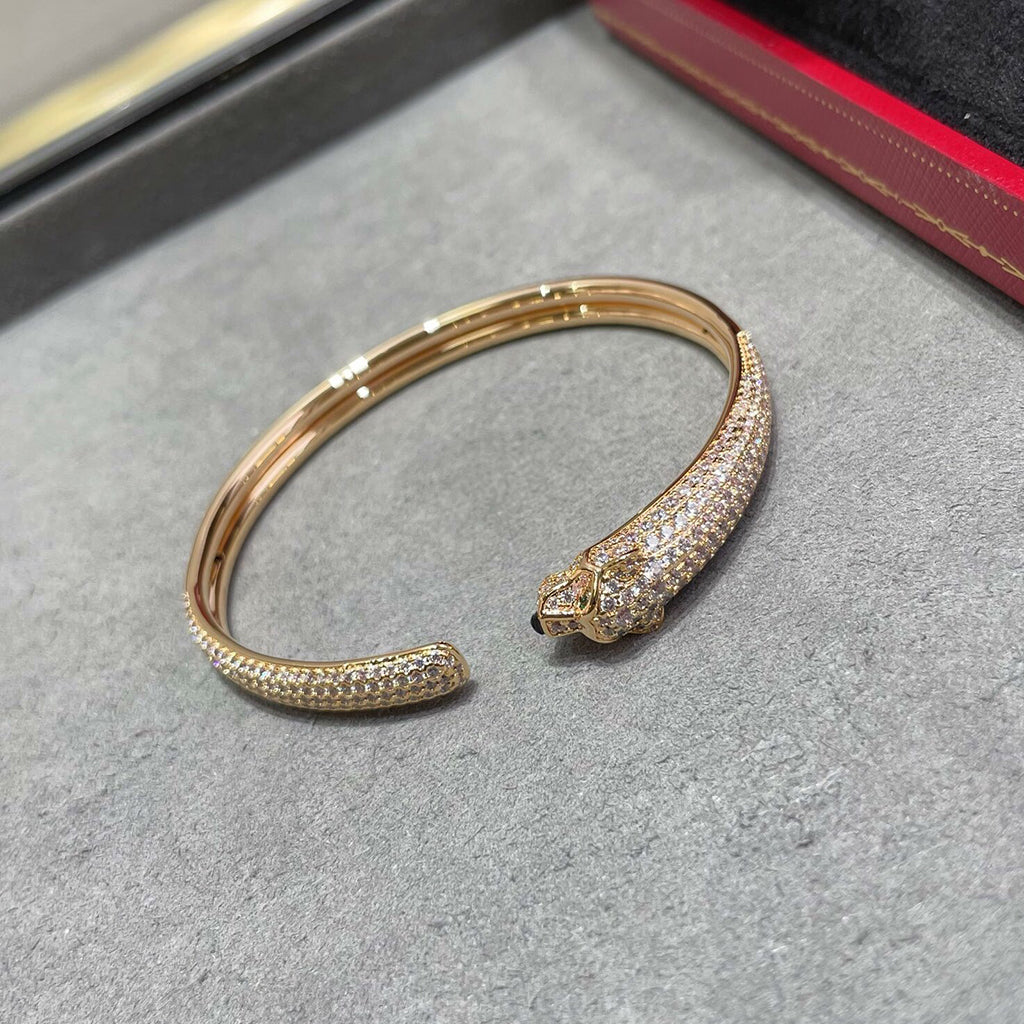 [⭐Mirelle]PANTHERE FULL DIAMOND OPEN BRACELET