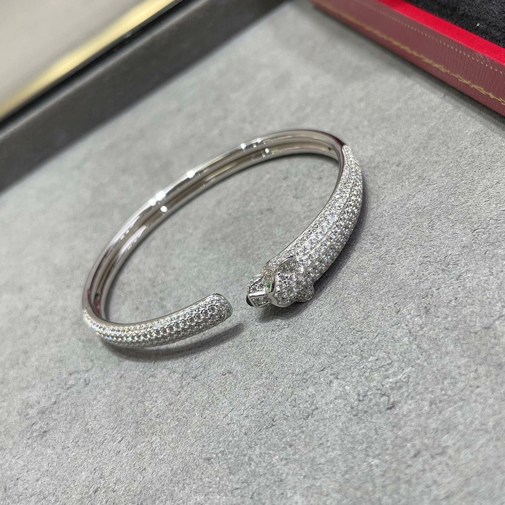 [⭐Mirelle]PANTHERE FULL DIAMOND OPEN BRACELET