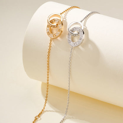[⭐Mirelle]LOVE DOUBLE RING FULL DIAMOND BRACELET