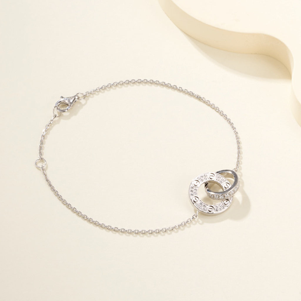 [⭐Mirelle]LOVE DOUBLE RING FULL DIAMOND BRACELET