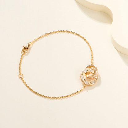 [⭐Mirelle]LOVE DOUBLE RING FULL DIAMOND BRACELET