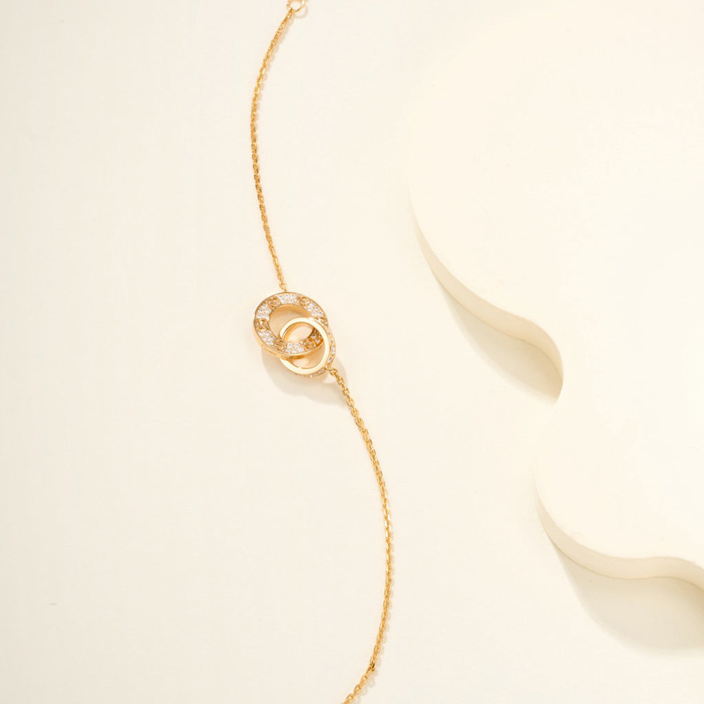 [⭐Mirelle]LOVE DOUBLE RING FULL DIAMOND BRACELET
