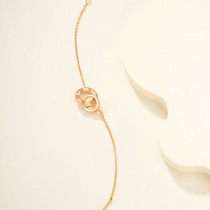 [⭐Mirelle]LOVE DOUBLE RING FULL DIAMOND BRACELET