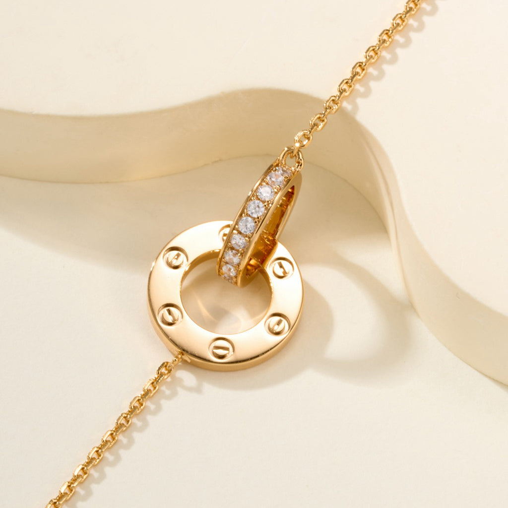 [⭐Mirelle]LOVE DOUBLE RING FULL DIAMOND BRACELET