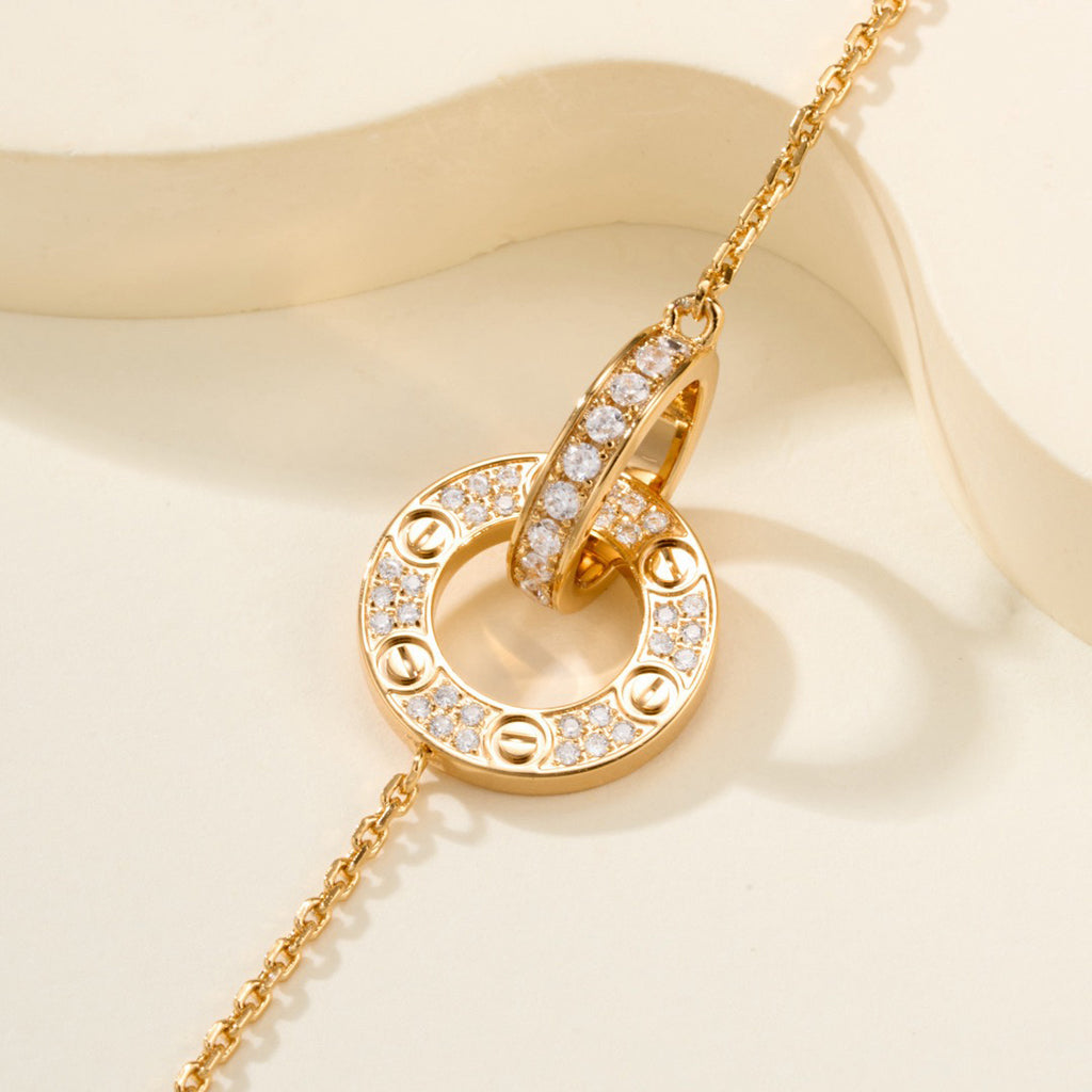 [⭐Mirelle]LOVE DOUBLE RING FULL DIAMOND BRACELET