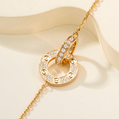 [⭐Mirelle]LOVE DOUBLE RING FULL DIAMOND BRACELET