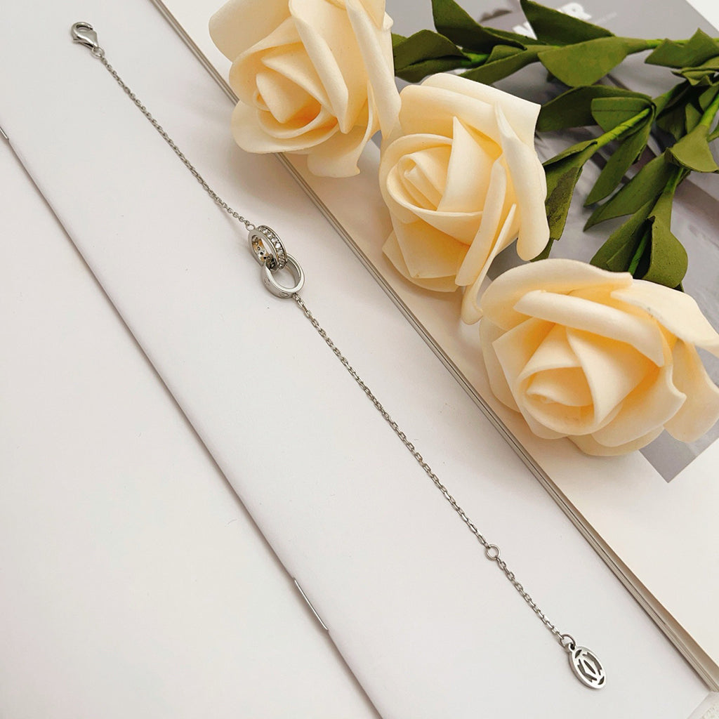 [⭐Mirelle]LOVE DOUBLE RING HALF DIAMOND BRACELET