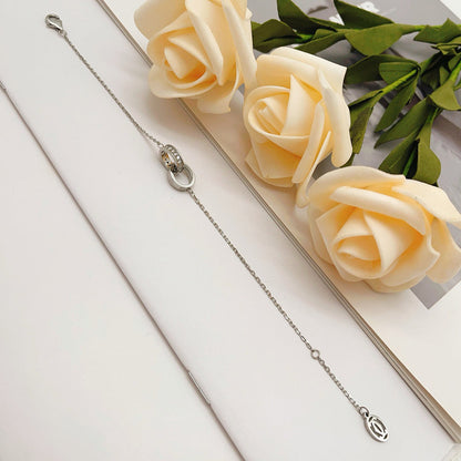 [⭐Mirelle]LOVE DOUBLE RING HALF DIAMOND BRACELET