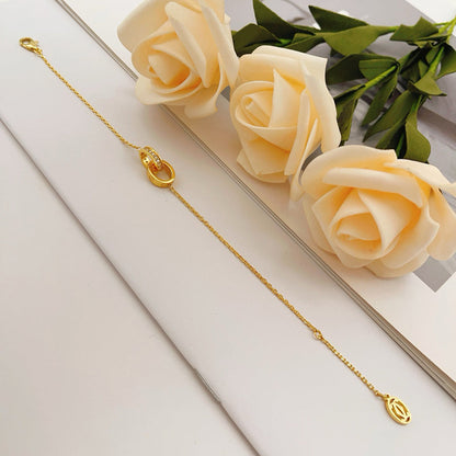 [⭐Mirelle]LOVE DOUBLE RING HALF DIAMOND BRACELET