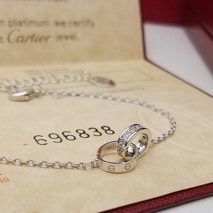 [⭐Mirelle]LOVE DOUBLE RING HALF DIAMOND BRACELET
