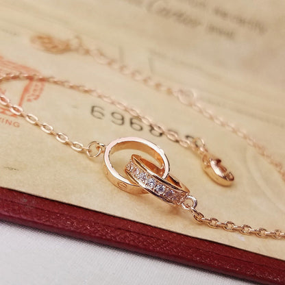 [⭐Mirelle]LOVE DOUBLE RING HALF DIAMOND BRACELET