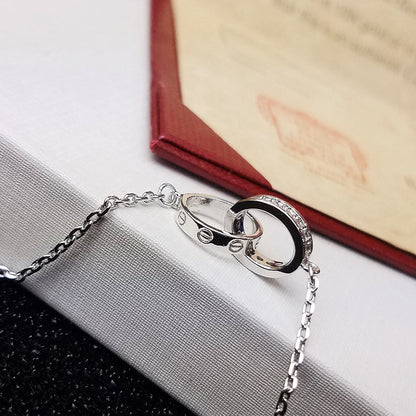 [⭐Mirelle]LOVE DOUBLE RING HALF DIAMOND BRACELET