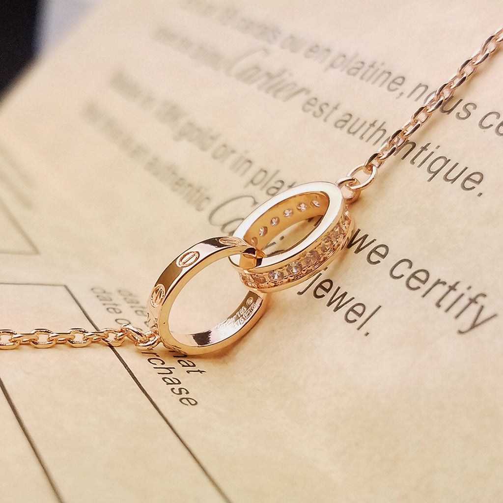 [⭐Mirelle]LOVE DOUBLE RING HALF DIAMOND BRACELET