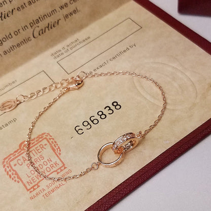 [⭐Mirelle]LOVE DOUBLE RING HALF DIAMOND BRACELET