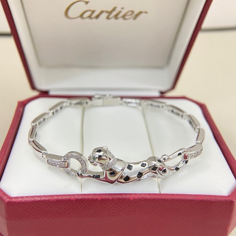 [⭐Mirelle]PANTHERE HALF DIAMOND ON CHAIN BRACELET