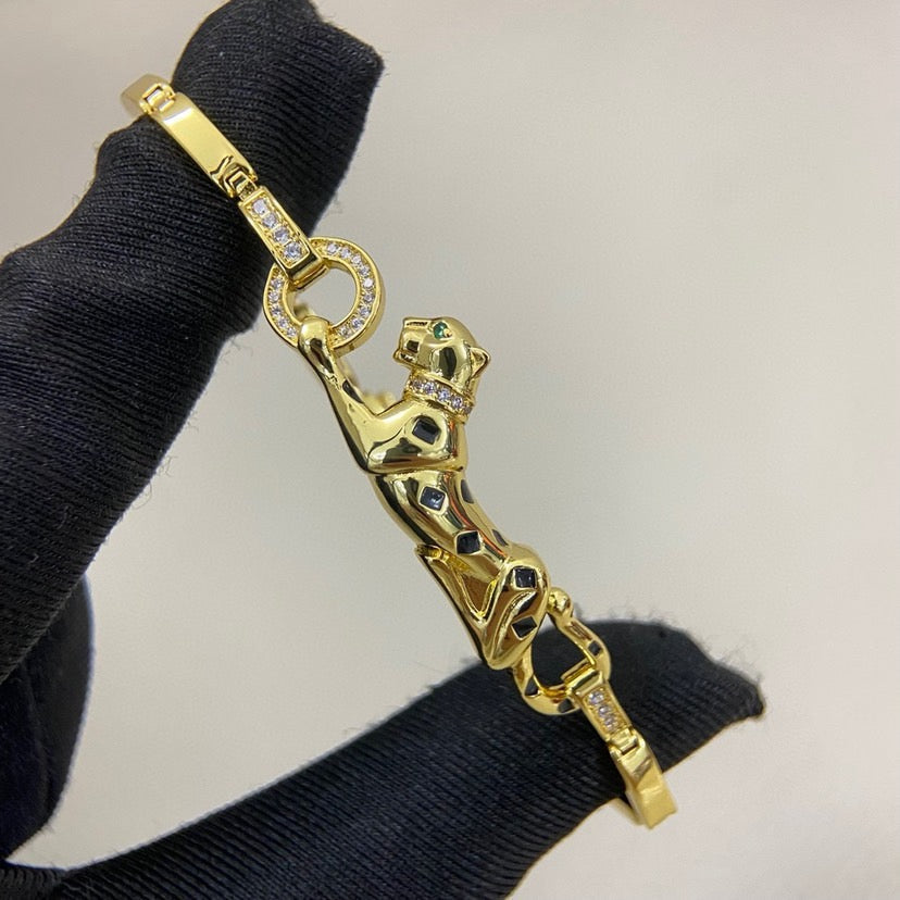 [⭐Mirelle]PANTHERE HALF DIAMOND ON CHAIN BRACELET
