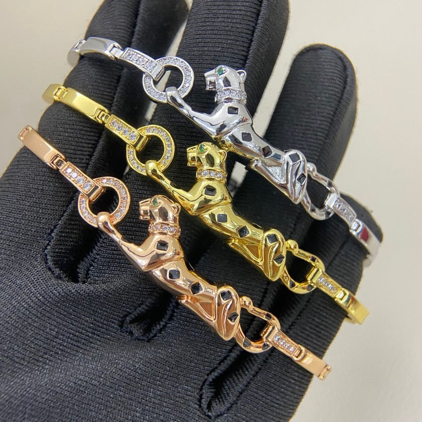 [⭐Mirelle]PANTHERE HALF DIAMOND ON CHAIN BRACELET