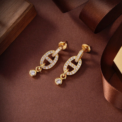 [⭐Mirelle]HM CHAINE DIAMOND EARRINGS
