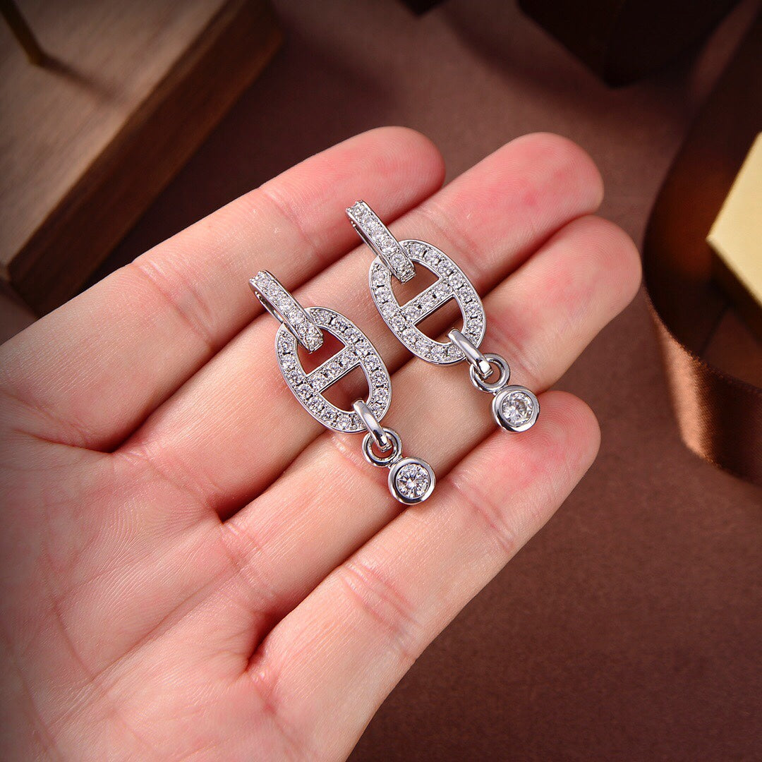 [⭐Mirelle]HM CHAINE DIAMOND EARRINGS