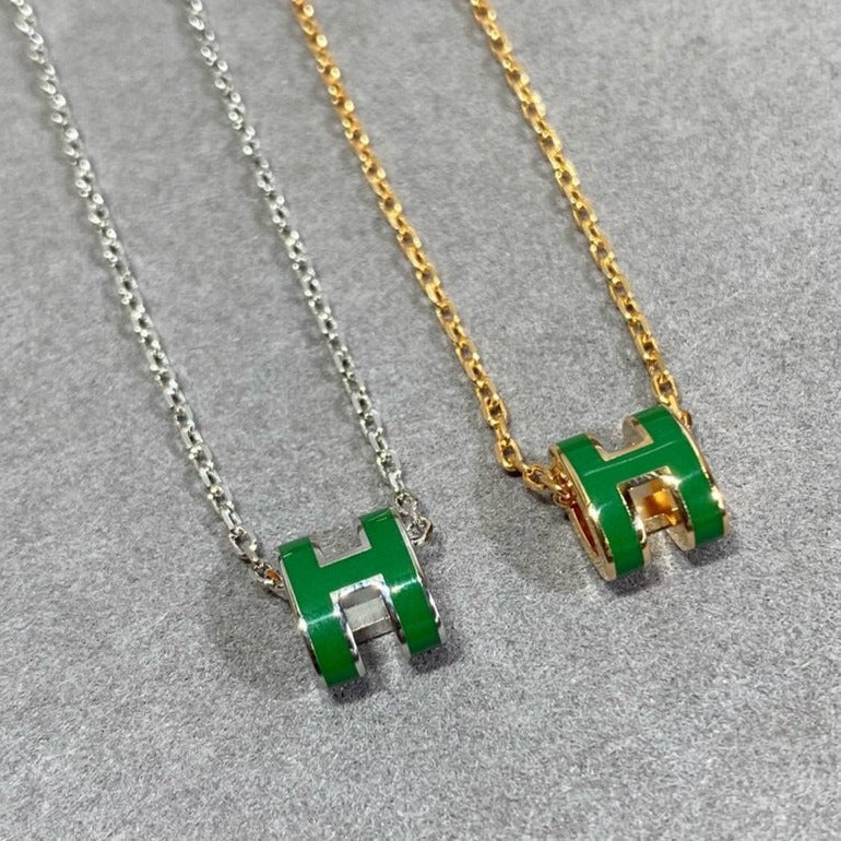 [⭐Mirelle]POP H GREEN NECKLACE SILVER AND GOLD
