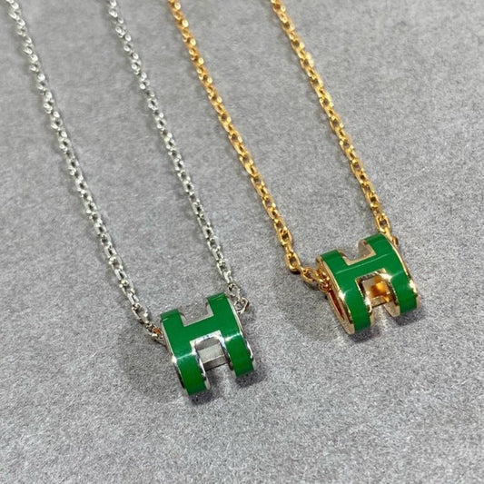 [⭐Mirelle]POP H GREEN NECKLACE SILVER AND GOLD