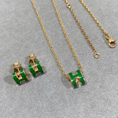 [⭐Mirelle]POP H GREEN NECKLACE SILVER AND GOLD