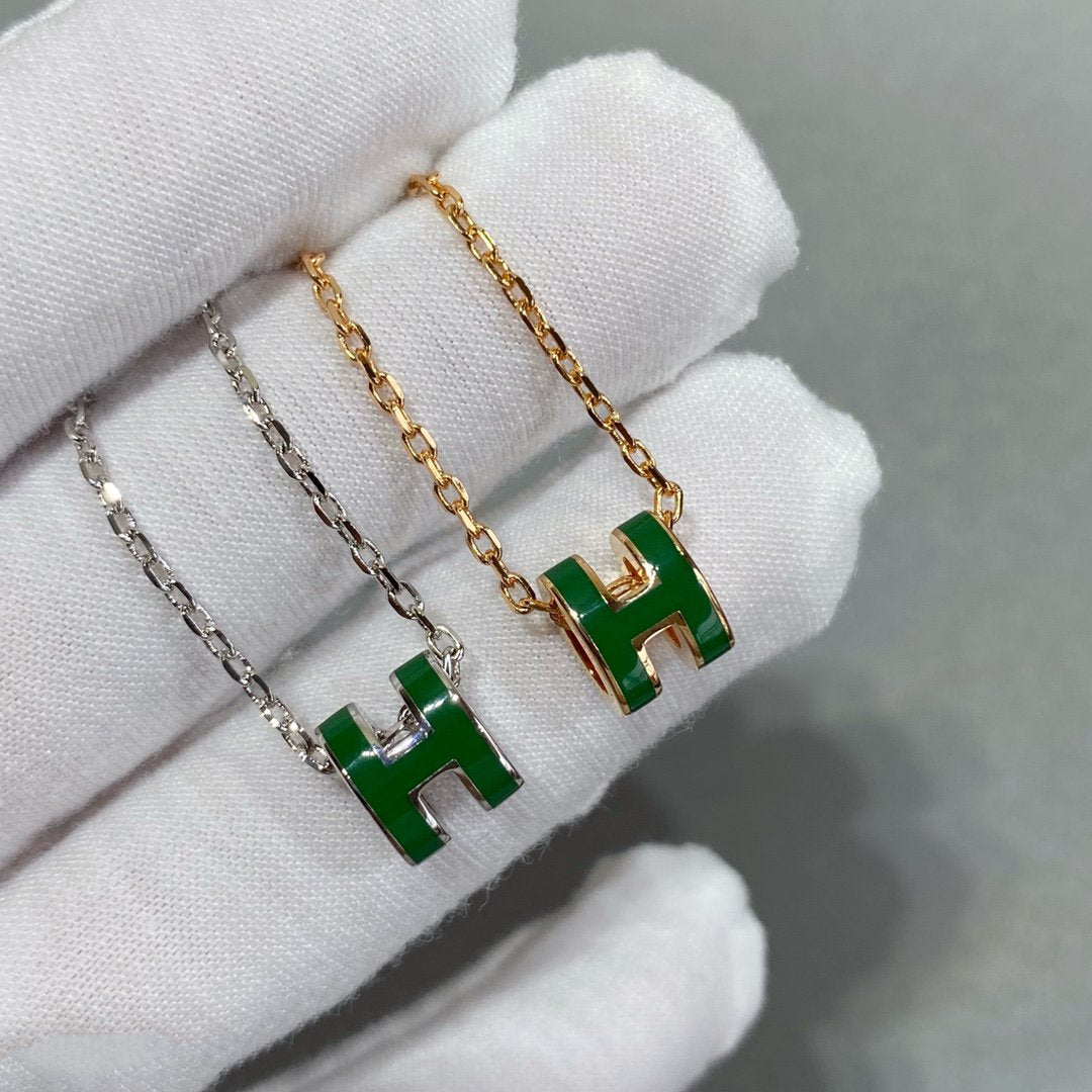 [⭐Mirelle]POP H GREEN NECKLACE SILVER AND GOLD