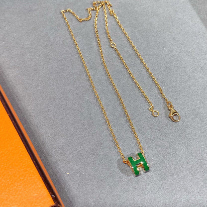 [⭐Mirelle]POP H GREEN NECKLACE SILVER AND GOLD