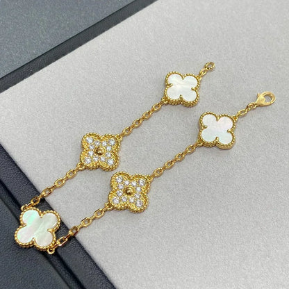 [⭐Mirelle]CLOVER WHITE PEARL MOP 5 MOTIF BRACELET COLLECTION