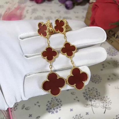 [⭐Mirelle]CLOVER 3 MOTIF CARNELIAN DROP EARRINGS