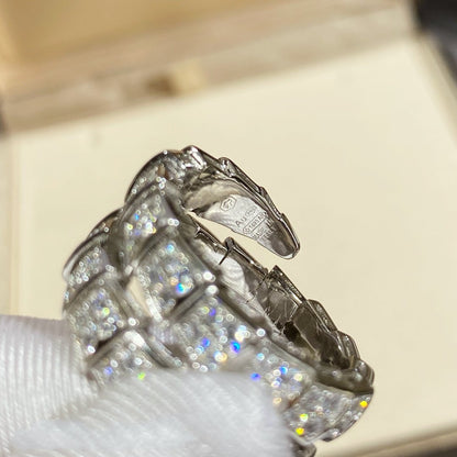[⭐Mirelle]SERPENTI DOUBLE RING SILVER DIAMOND PAVED
